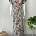 Gray Delicate Embroidery Alpine Fabric Nightgown