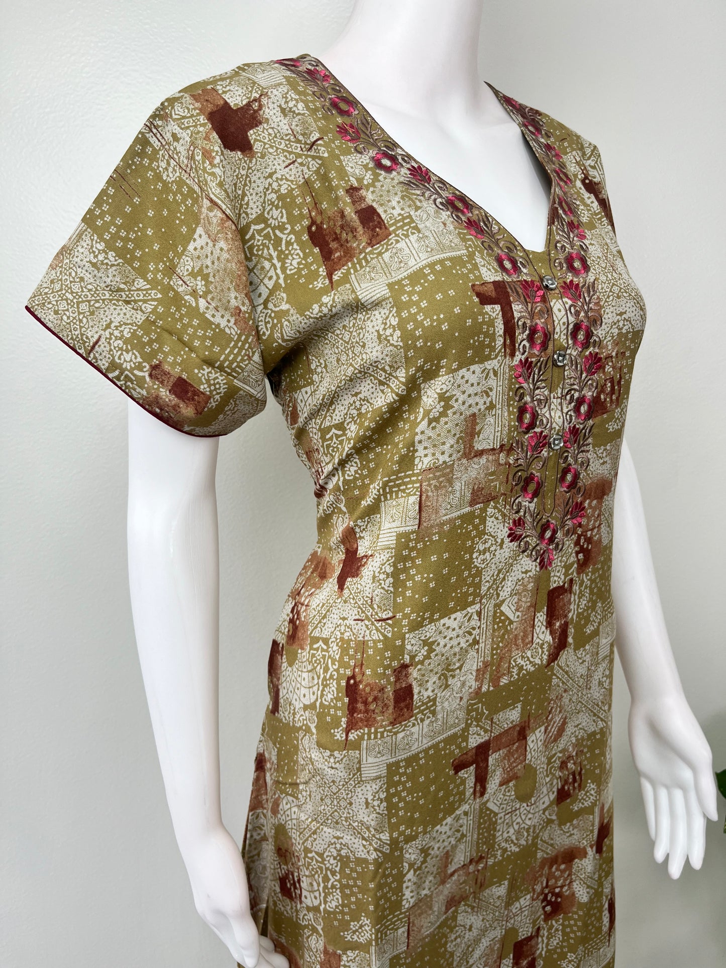 Olive Green Alpine Bliss Embroidered Nightgown