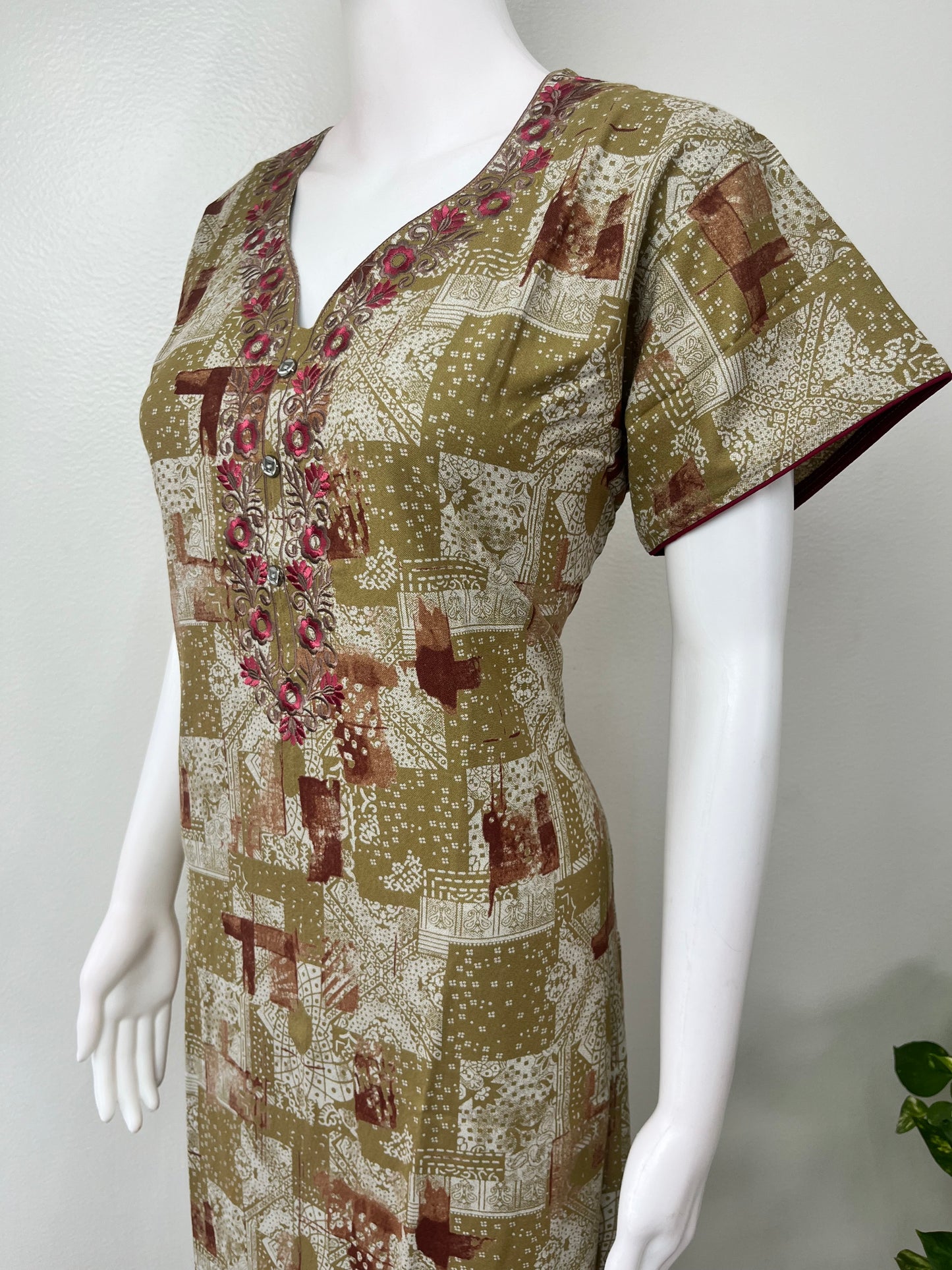 Olive Green Alpine Bliss Embroidered Nightgown