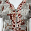 Gray Delicate Embroidery Alpine Fabric Nightgown
