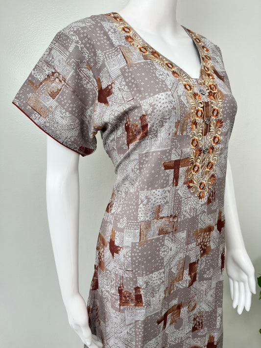 Premium Alpine Fabric Embroidered Nightgown