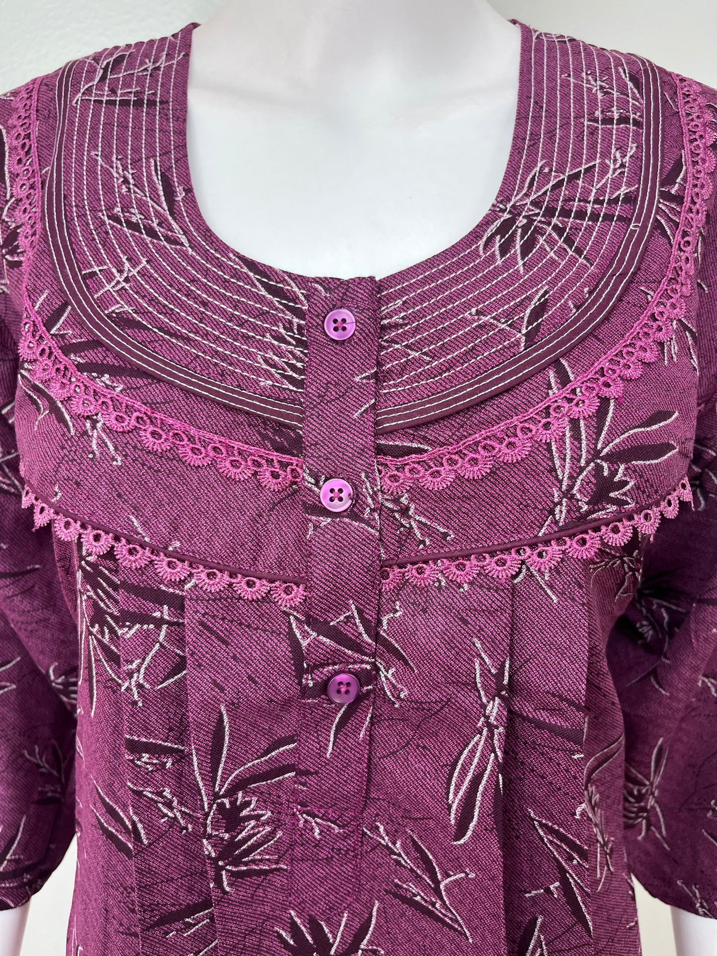 Purple Printed Alpine Nightgown with Long Sleeves