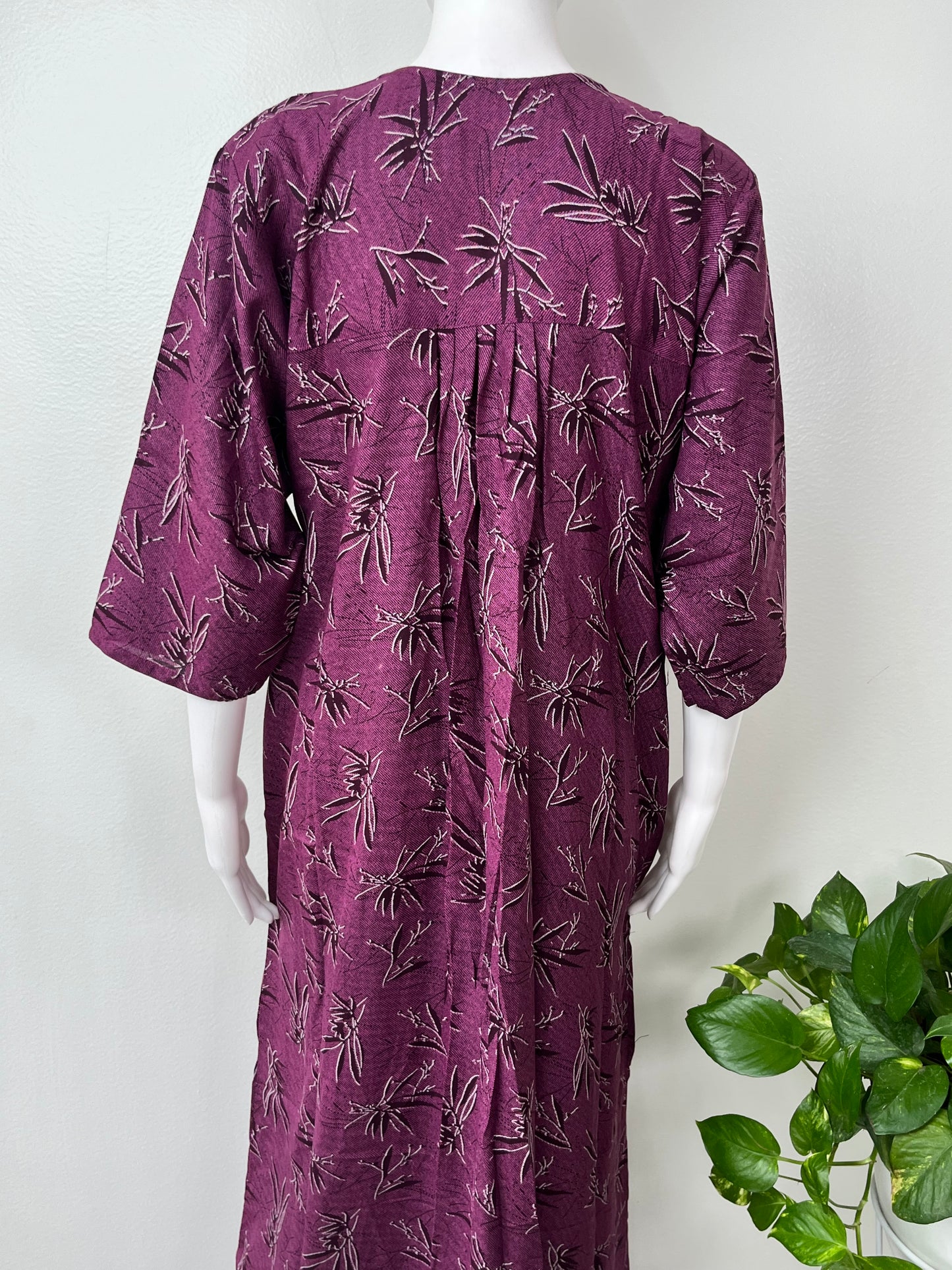 Purple Printed Alpine Nightgown with Long Sleeves