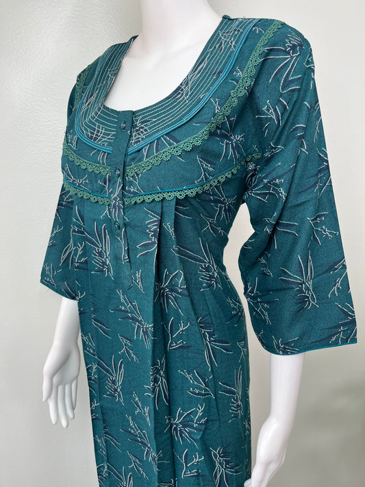 Dark Green Alpine Nighty with 3/4 Sleeves