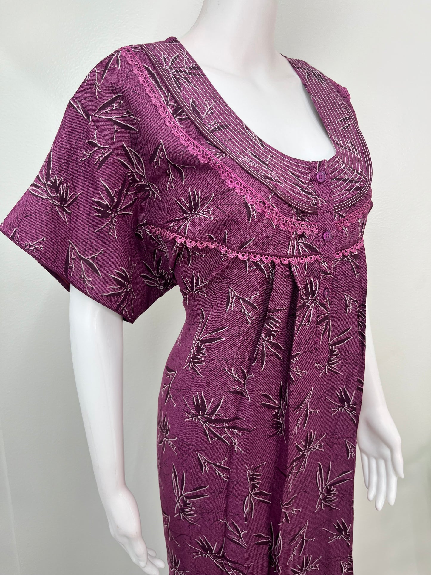 Magenta Printed Alpine Nighty for Women