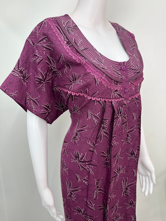 Magenta Printed Alpine Nighty for Women