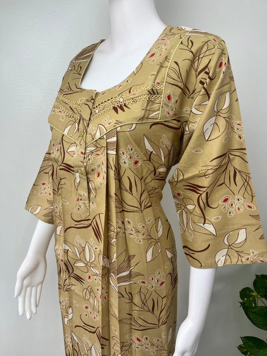 Yellow Floral Printed Alpine Nighty for Women