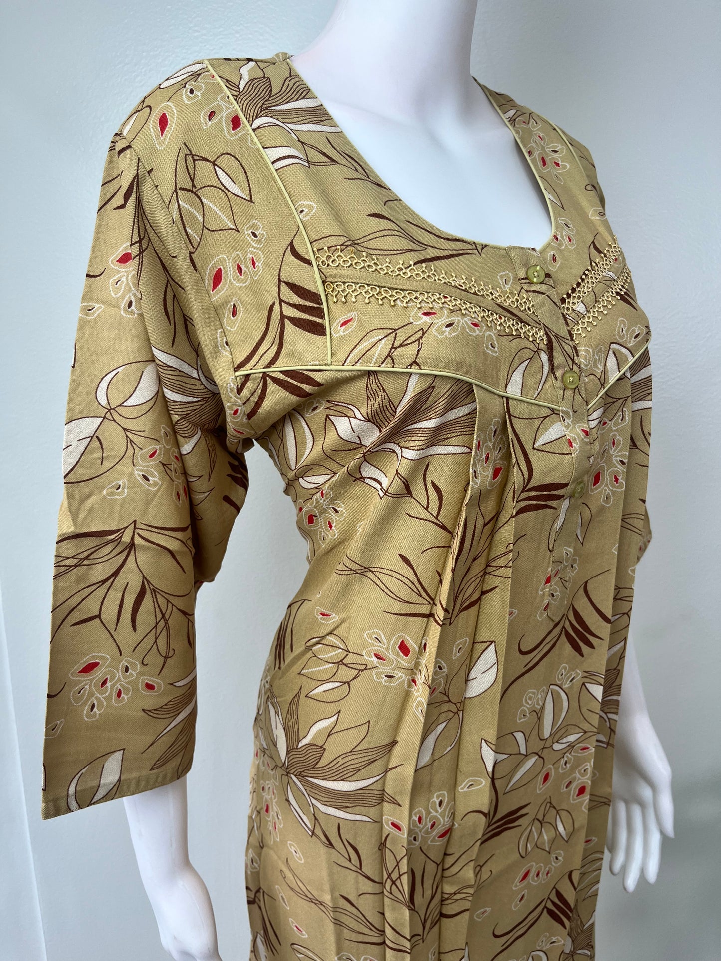 Yellow Floral Printed Alpine Nighty for Women
