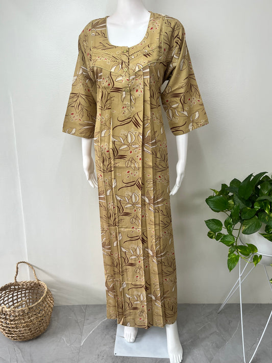 Yellow Floral Printed Alpine Nighty for Women