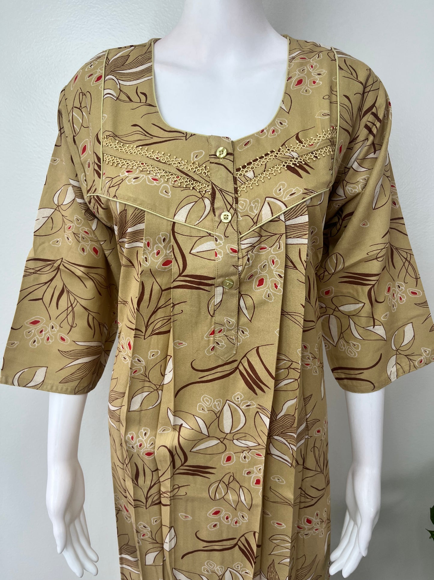 Yellow Floral Printed Alpine Nighty for Women