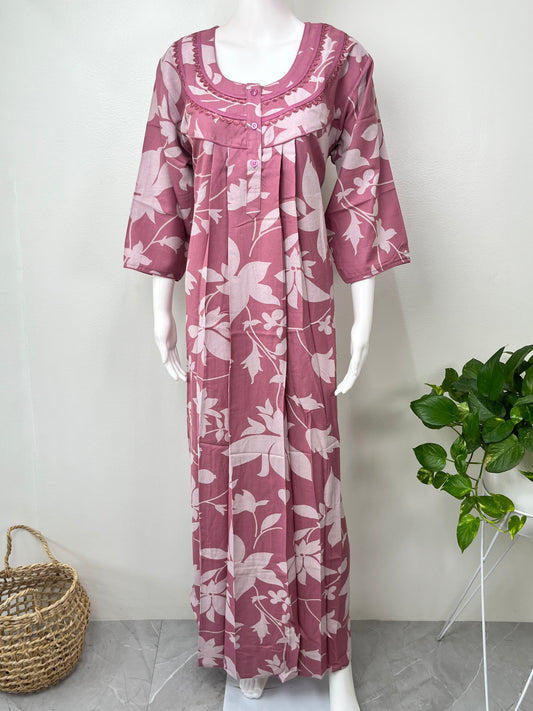 Alpine Fabric Nightgown with 3/4th Sleeves for Women