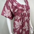 Pink Floral Printed Alpine Fabric Nightgown for Women