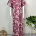 Pink Floral Printed Alpine Fabric Nightgown for Women