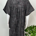 Black Pleated Alpine Fabric Nightgown for Women
