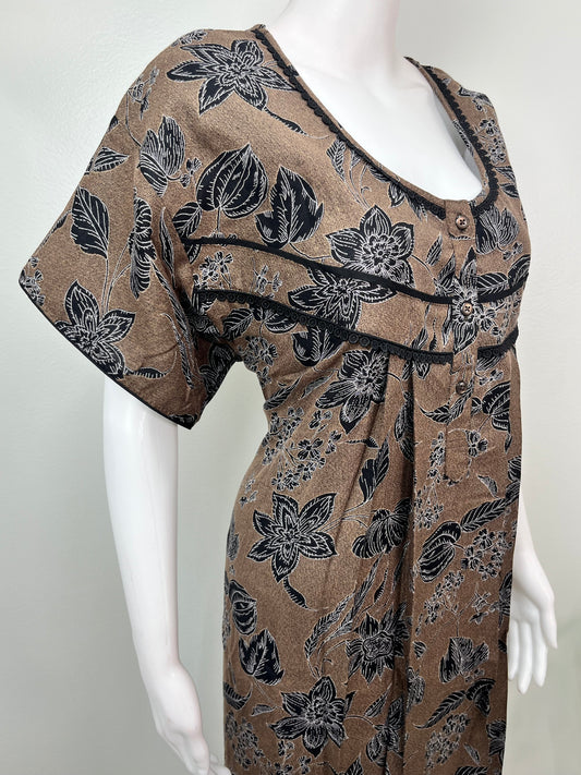 Brown Soft & Breathable Alpine Nighty Perfect for All Seasons
