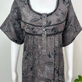 Black Pleated Alpine Fabric Nightgown for Women