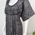 Black Pleated Alpine Fabric Nightgown for Women