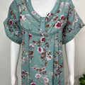 Sea Green Floral Printed Alpine Fabric Nightgown