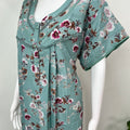Sea Green Floral Printed Alpine Fabric Nightgown