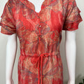 Orange Floral Printed Frock Style Alpine Nighty