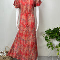 Orange Floral Printed Frock Style Alpine Nighty