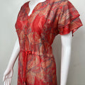 Orange Floral Printed Frock Style Alpine Nighty