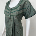 Dark Green Pleated Alpine Fabric Nighty