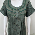 Dark Green Pleated Alpine Fabric Nighty