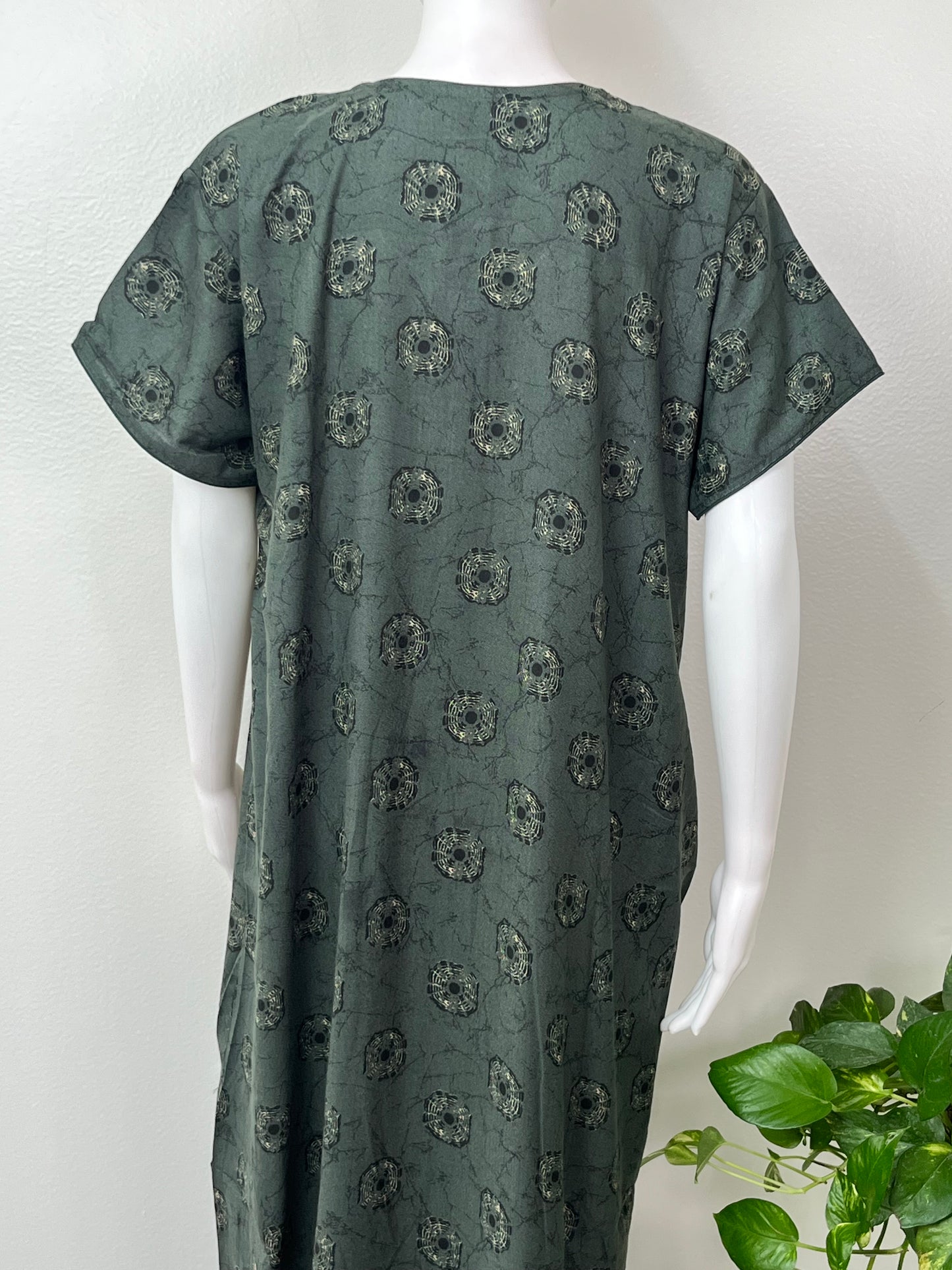 Dark Green Pleated Alpine Fabric Nighty