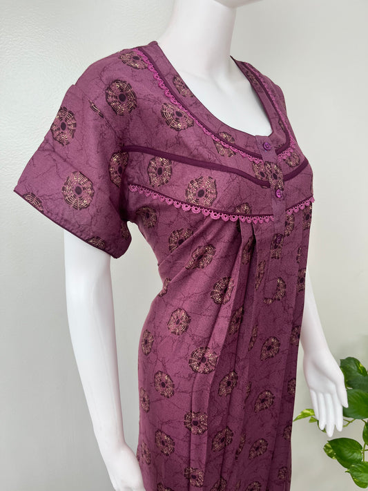 Purple Printed Alpine Nighty for Women