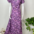 Purple Floral Printed Umbrella Style Nighty