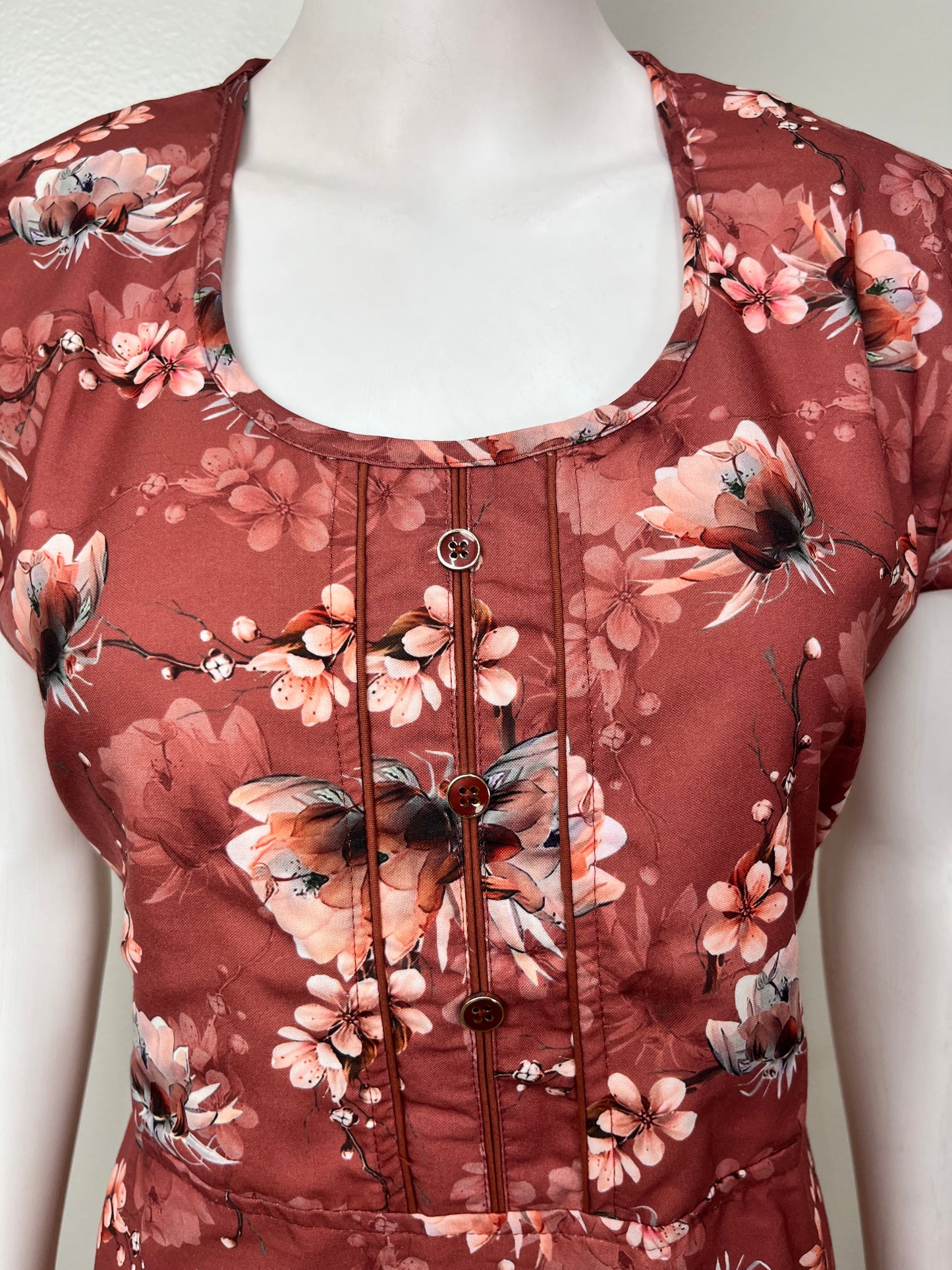 Floral Printed Umbrella Style Alpine Nightgown
