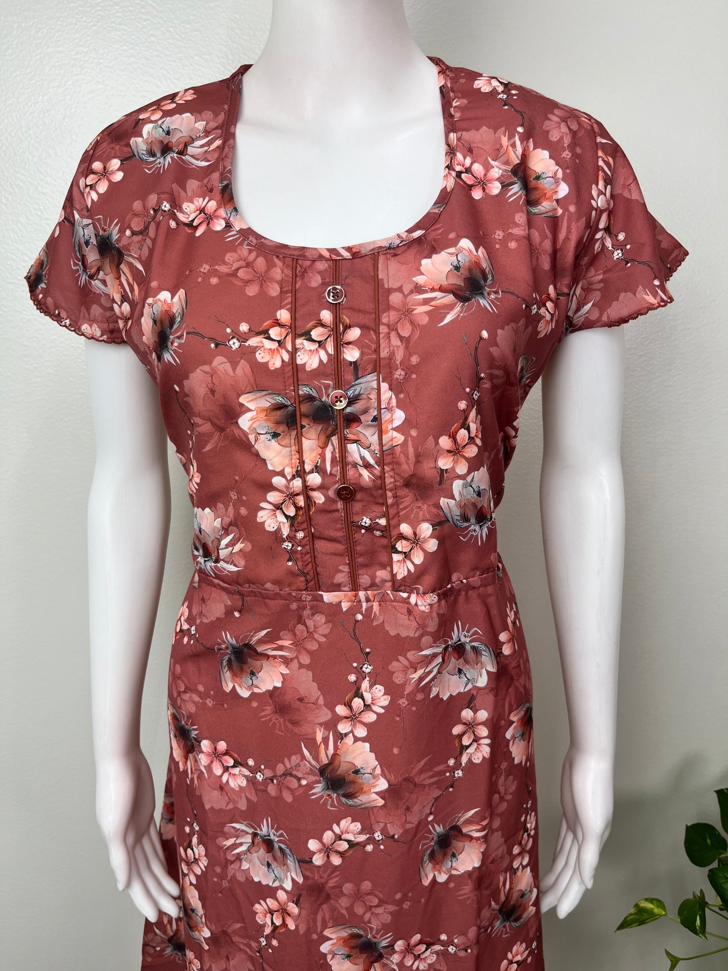 Floral Printed Umbrella Style Alpine Nightgown