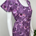 Purple Floral Printed Umbrella Style Nighty