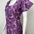 Purple Floral Printed Umbrella Style Nighty