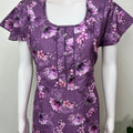 Purple Floral Printed Umbrella Style Nighty