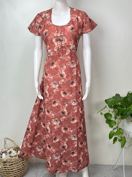 Floral Printed Umbrella Style Alpine Nightgown