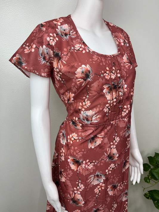 Floral Printed Umbrella Style Alpine Nightgown
