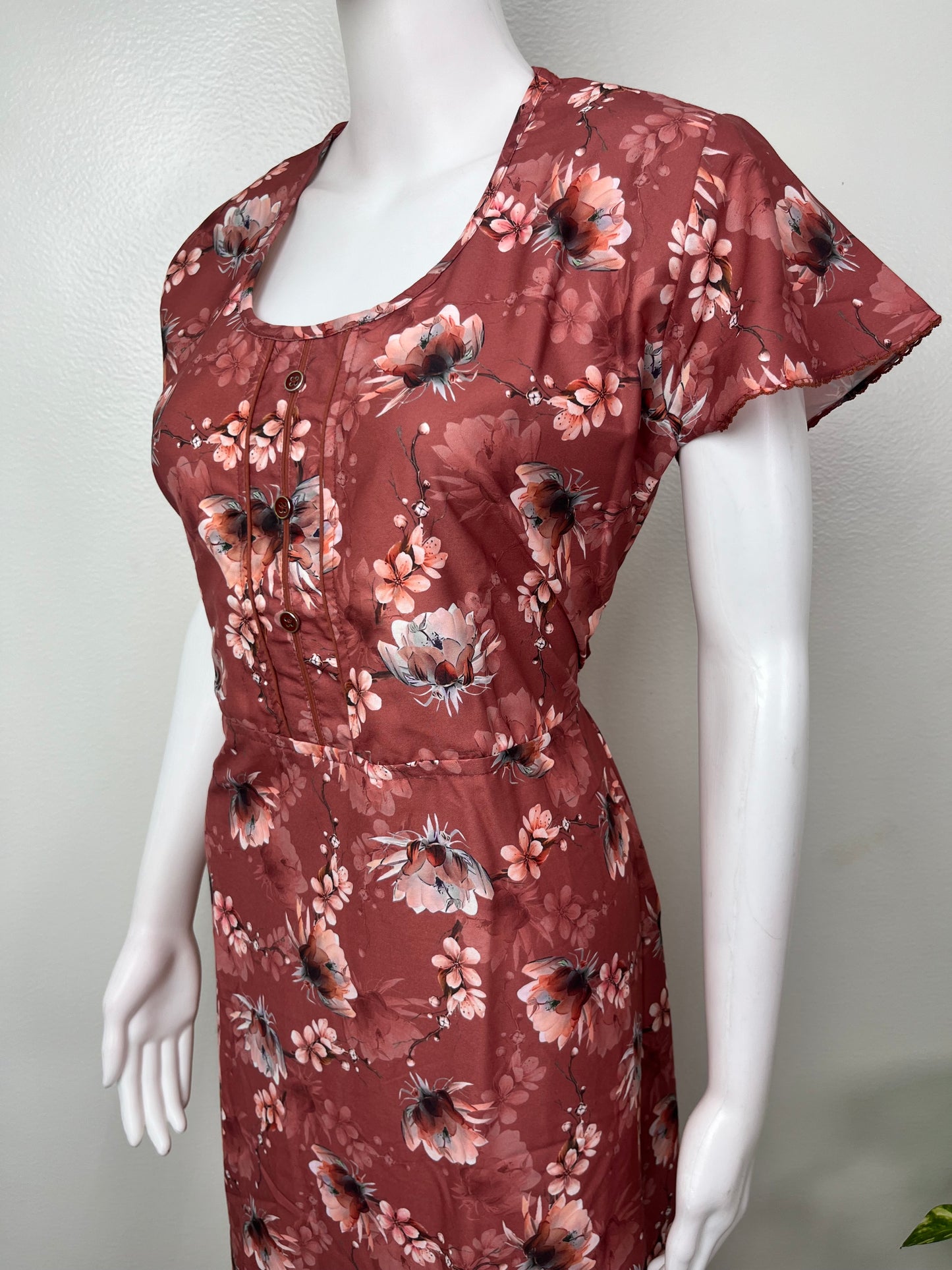 Floral Printed Umbrella Style Alpine Nightgown