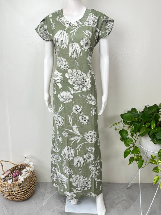 Green Premium Alpine Fabric Women's Nighty