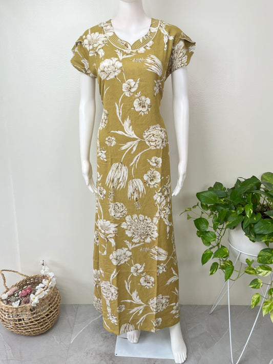 Yellow Floral Printed Alpine Fabric Nighty Soft & Breathable