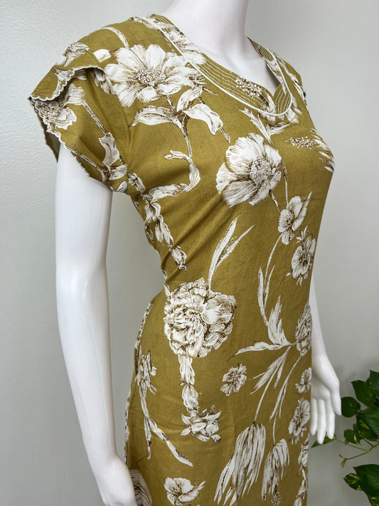 Yellow Floral Printed Alpine Fabric Nighty Soft & Breathable