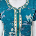 Teal Blue Floral Printed Alpine Nightgown for Women