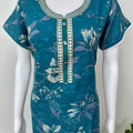 Teal Blue Floral Printed Alpine Nightgown for Women