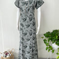 Bottle Green Floral Printed Alpine Fabric Nighty