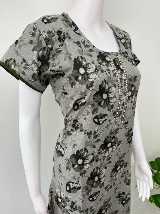 Olive Green Alpine Fabric Nightgown For Women