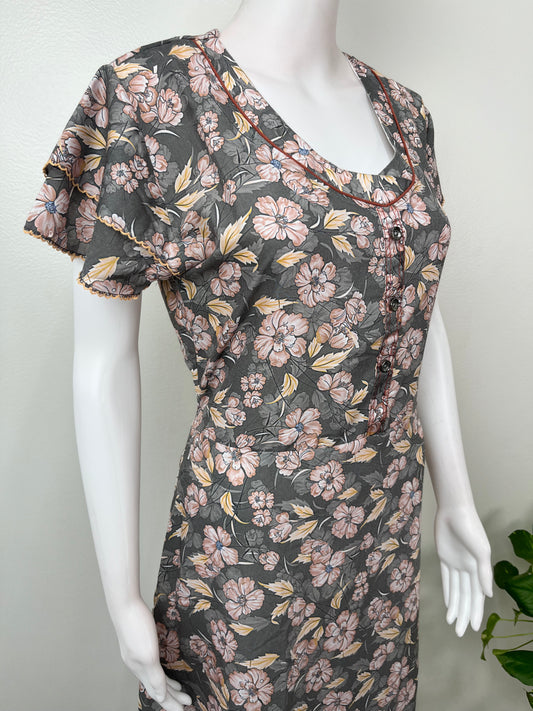 Floral Printed Umbrella Style Alpine Nightgown