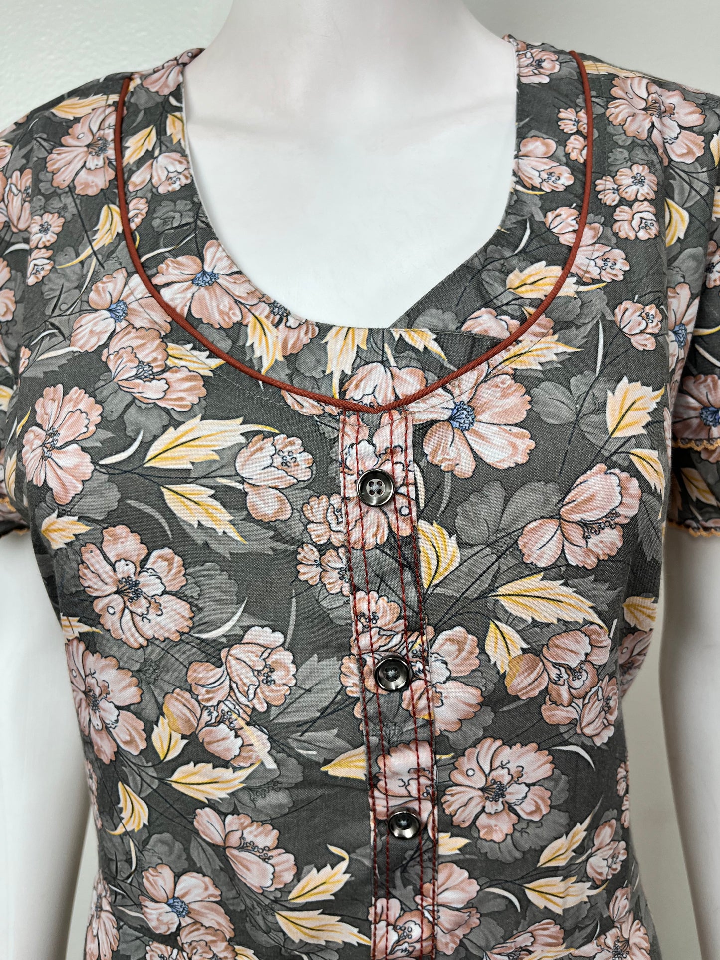 Floral Printed Umbrella Style Alpine Nightgown