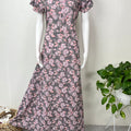 Gray Printed Frock Style Alpine Fabric Nighty