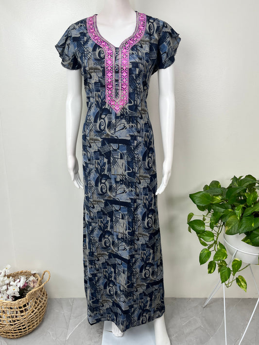 Navy Blue Alpine Nightgown Elegant & Long-Lasting